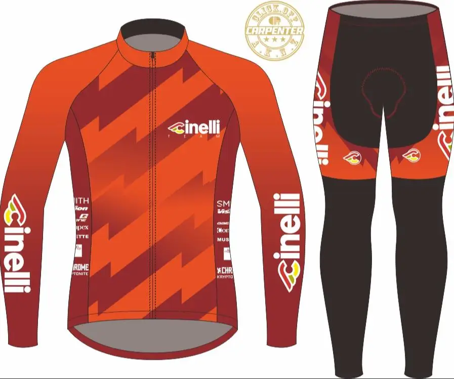 Thin long suit Cinelli pro team Велоспорт Джерси красный градиент высокое качество профессиональная одежда для дорожного велосипеда - Цвет: Thin long suit