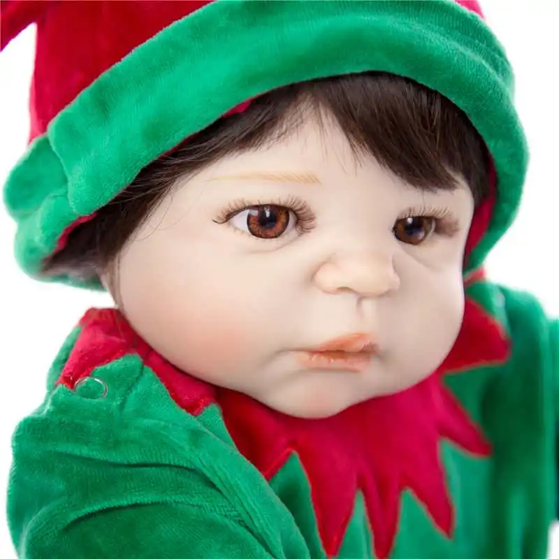 KEIUMI Новинка 57 см куклы Reborn Baby, игрушка для косплея, Рождественская елка, безопасные детки, полностью виниловая Кукла Reborn Bonecas для детей, подарки