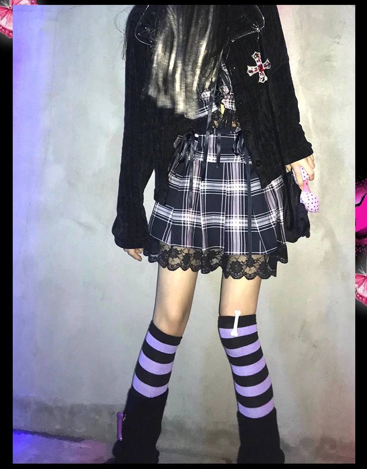 Japan Designer Gothic Punk Knitted Open Stitch Y2k Hot Girl Cross Diamonds Beading Subculture Rock Streetwear Black Jacket Women