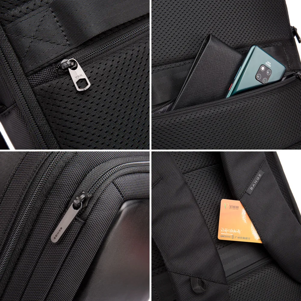 Bange Fashion Men 15"Laptop Backpack External USB Charging Computer Backpacks Anti-theft Waterproof Travel Backpack for Unisex 5