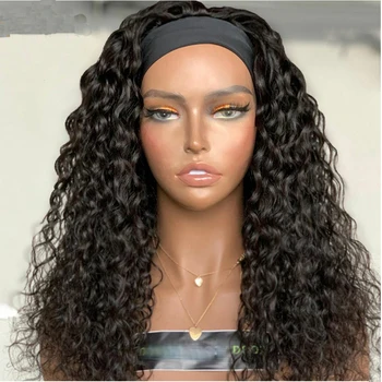 

Jerry Curly Full Machine Made Headband Wig Indian Hair Human Hair Headband Wigs For Black Women Average Cap Size
