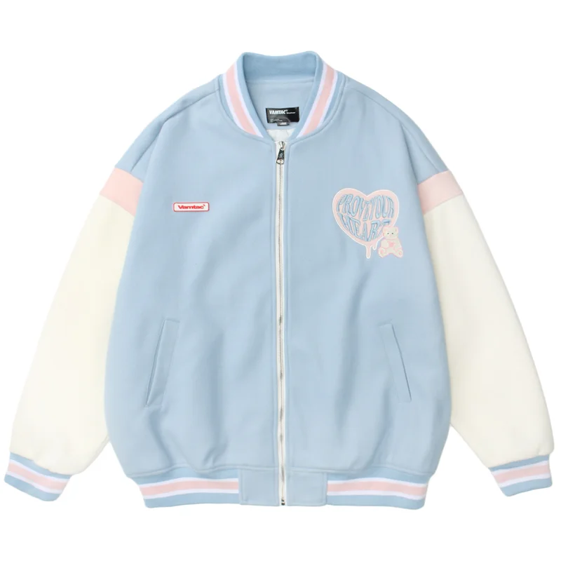 Mens Harajuku Baseball Jacket Heart 