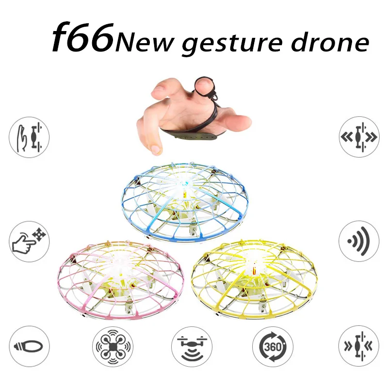

F66 Mini Drone Newest Single Hand Watch RC Drone Led Light Gesture Sensing UFO HD Camera Drone Aircraft Quadcopter Toy For Kids