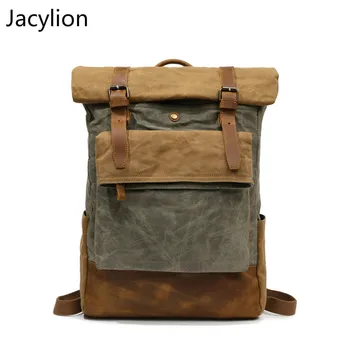 

European and American Vintage Oil Wax Canvas Bag Travel Backpack Outdoor Casual Hiking Backpack Backpack Style Backpacks Type