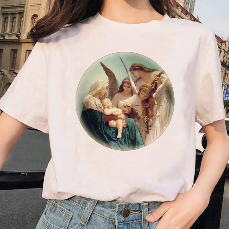 Angel 90s модная футболка женская Kawaii печать с коротким рукавом o-образным вырезом Футболка винтажная мода Ullzang футболки с забавным принтом женская