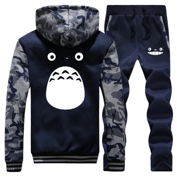 

Totoro Hoodies Pant Set Men Japan Anime Cute Kawaii Tracksuit Coat Japan Anime Cute Kawaii Winter Thick Jacket Camo 2 Piece Sets