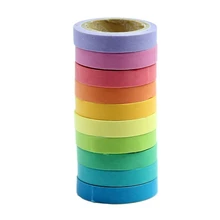 10x декоративная цветная Радужная клейкая бумага маскирующая Клейкая Лента Скрапбукинг DIY 5 м* 0,7 см