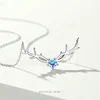 New 100% real 925 Sterling Silver New Woman Fashion Jewelry Elk Necklace High Quality Zircon Colorful antlers Necklace 45cm
