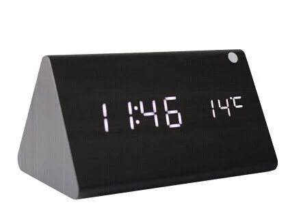 Creative LED Mute with Numbers Alarm Clock Night Light Voice Multi-functional Wood Clock Smart Dual Display Electronic Clock Who