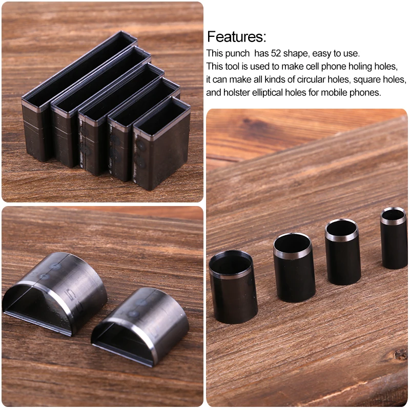 52Pcs Shaped Style Hole Hollow Punch Cutter Set for Leather Belt Phone Holster Leather Craft