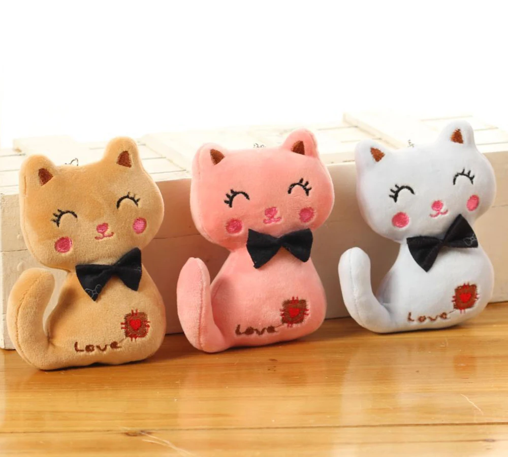 Baby Doll Keychain Plush Animal Stuffed Kitty Cat Key chain For Bag toy Key Ring Kids 1