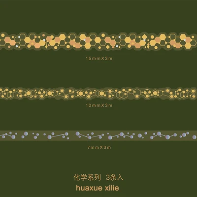 JIANWU 3 шт./компл. Золотая фольга позолота васи лента тонкая разделительная линия васи лента дневник пуля журнал декоративная маскирующая лента - Цвет: huaxue-xilie