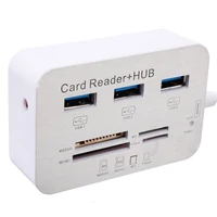 portable aluminum 1PC Multi-In-1 PC Card Reader Aluminum USB 3.0 3 Port Hub With MS SD M2 TF Portable Card Reading Device 5Gbps For Data Transfer (2)