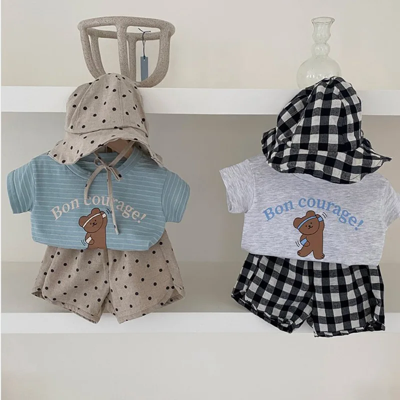 100% Cotton Kids Shorts Summer Korean Style Thin Boys And Girls Baby Casual Dot Plaid Short Pants Children's Clothing WTP36