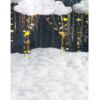 

Photography Backgrounds Gold Star Cotton Clouds Birthday party baby shower Children Photocall Photographic Backdrop Photo Studio