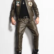 Высококачественные мужские обтягивающие брюки из натуральной кожи, мотоциклетные байкерские облегающие брюки, мужские длинные Весенние Брюки с карманами