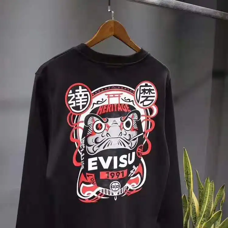 Осенне-зимний мужской Повседневный свитер Evisu теплая дышащая модная одежда с длинными рукавами для влюбленных мужчин и женщин