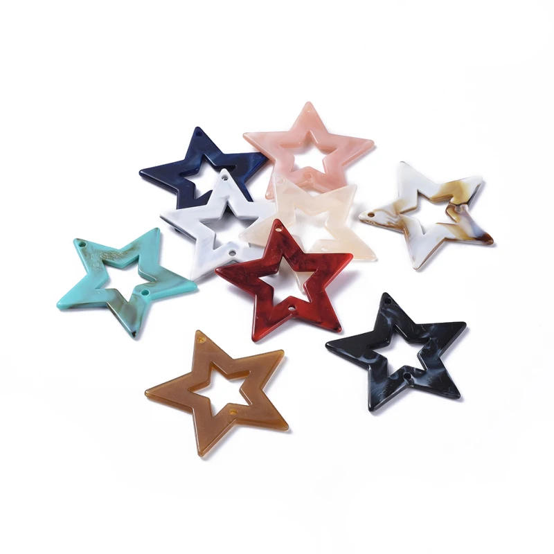500g Acrylic Pendant Star Imitation Cloud Style Connectors Charms Bulk for DIY Craft Jewelry Making 43x4mm | Украшения и