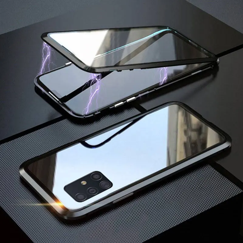 Двусторонний Магнитный чехол для Samsung A31 A51 A71 A21s A50 A70 S20 S10 Note20 S9 S8 Plus из закаленного