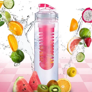 

New 800 ML Portable fruit Infusing Infuser Water bottle Sports Lemon Juice Bottle Flip Lid For Kitchen Table Camping Travel Outd