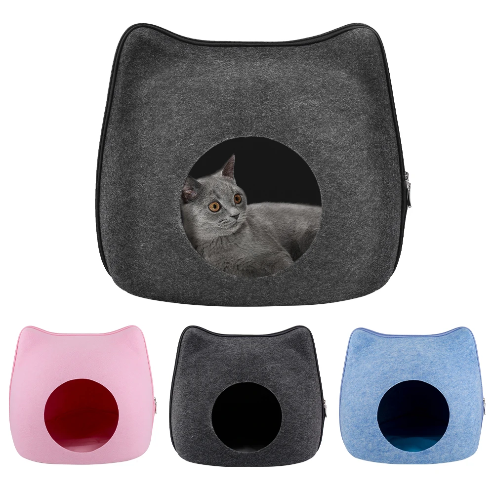 High quality felt Cat Pet Cave Bed for Cats Pets Dark gray/Blue/Pink/Light grey/Coffee color | Дом и сад