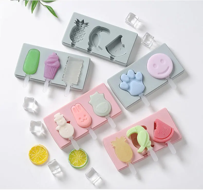 Creative cute cover ice cream mold silicone homemade popsicle mold manual DIY suction cup mold