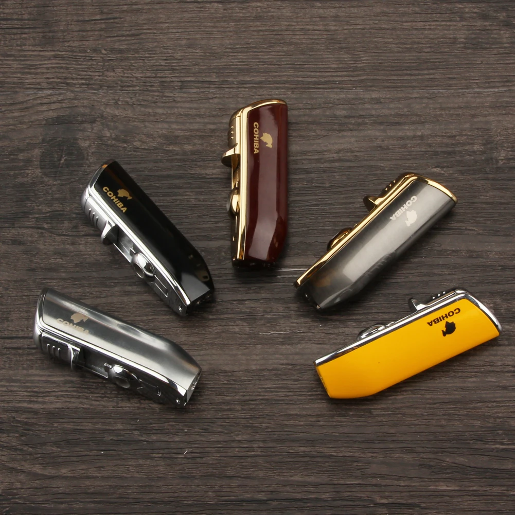 COHIBA Cutter зажигалка сигарный набор карманная металлическая газовая зажигалка W/Дырокол сигары резак Gillotina 3 фонарь Puro Encendedor подарочная коробка