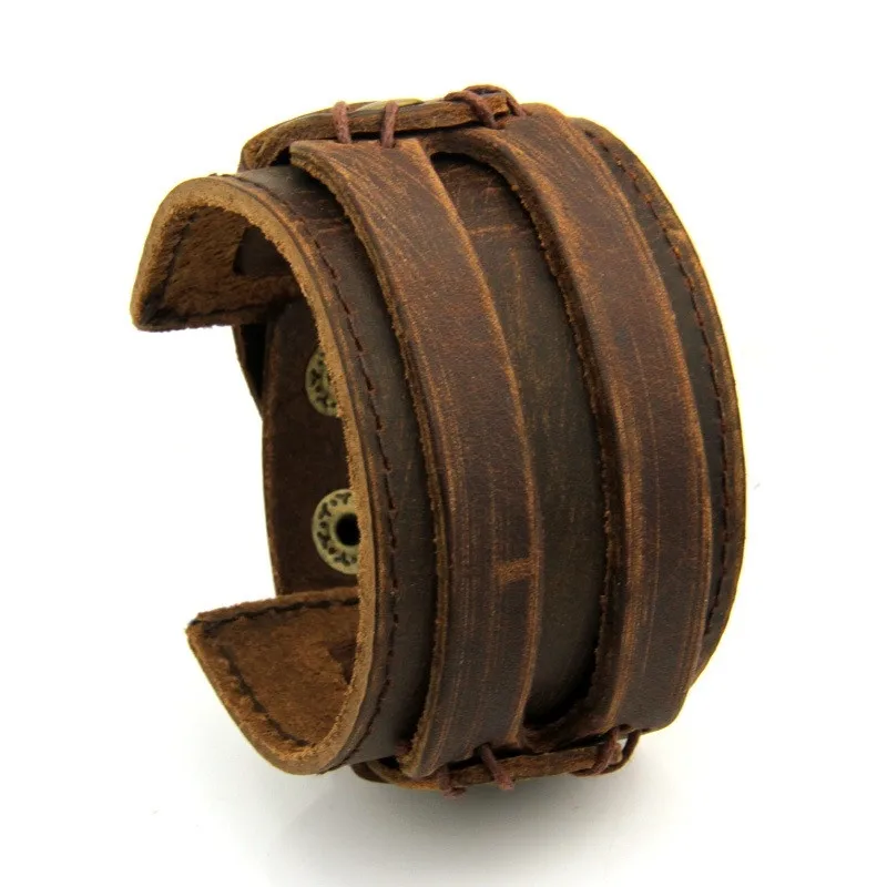 LETAPI дизайн Панк Винтаж ручной работы плетеный браслет из натуральной кожи и браслет для мужчин - Окраска металла: 80795