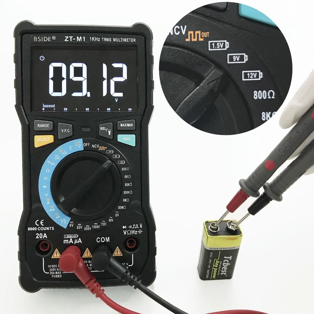 BSIDE-M1 автоматический/Ручной цифровой мультиметр EBTN тройной дисплей 8000 отсчетов батареи тестовое напряжение VFC тестер выхода