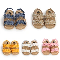 FOCUSNORM 5 Colors Baby Girls Summer Sandals Shoes Anti-Slip Soft Sole Ruffle Flat Shoes 4