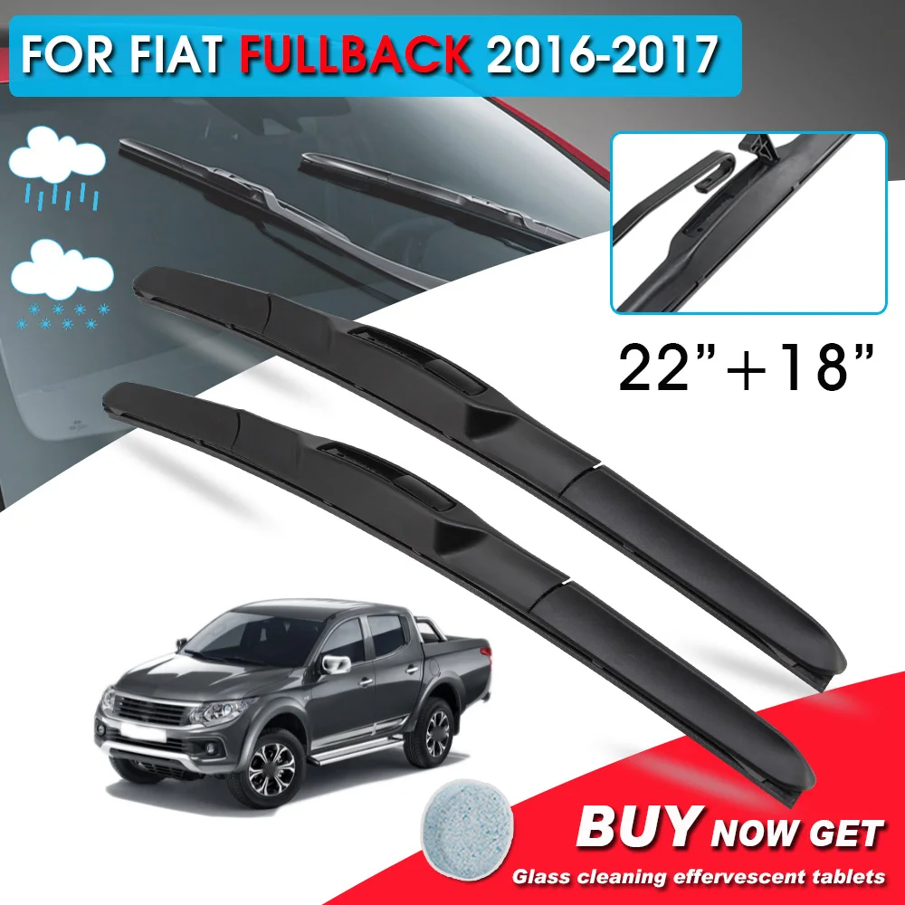 

BROSHOO Car Front Window Windshield Wipers Blade For Fiat Fullback 22"+18"LHD&RHD Car Model Year 2016-2017 Auto Accessories