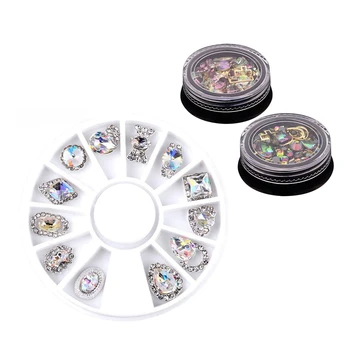 

2 Set Nail Art Sticker Tip Decal 3D Glitter Manicure Studs Nail Tips DIY 5.6cm & 4x1.45cm