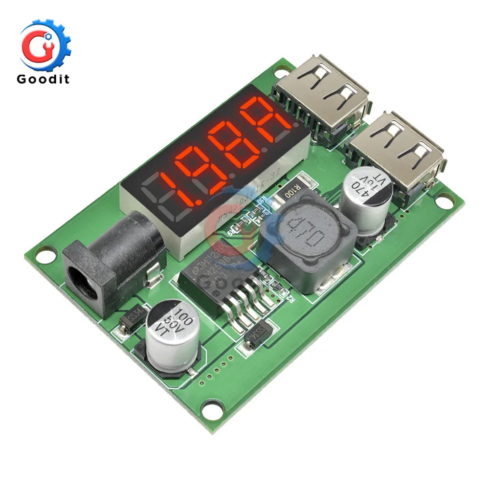 Двойной USB DC-DC 12 V/24 V/36 V 5V 3A модуль ldo понижающего преобразователя вольтметр модуль MAX для Автомобильный держатель для телефона на оборудование для энергоснабжения