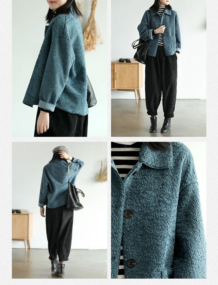Autumn Winter Jackets Women Fashion Loose Blended Coat New Ladies Cardigan Tops Pocket Long-sleeved Mori Girl Jackets