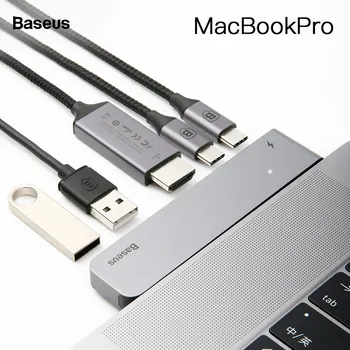 

5 In 1 Hd Dual PD Thunder C+ Dual Type-c To USB3.0HDMIHUB Hd Smart Adapter Suitable for Laptop Multi-port Converter