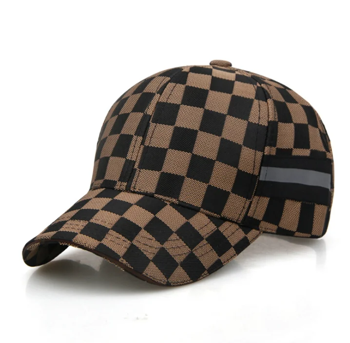 coffee Topi musim semi dan musim panas versi Korea dari pria kotak-kotak baru topi baseball olahraga, Wanita kasual topi perlindungan n - Цвет: coffee