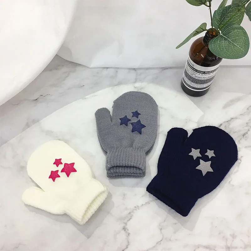 BalleenShiny Baby Knitted Gloves For Boys&Girls Solid Color Thicken Fluffy Gloves Toddler Warm Mittens Winter Accessories
