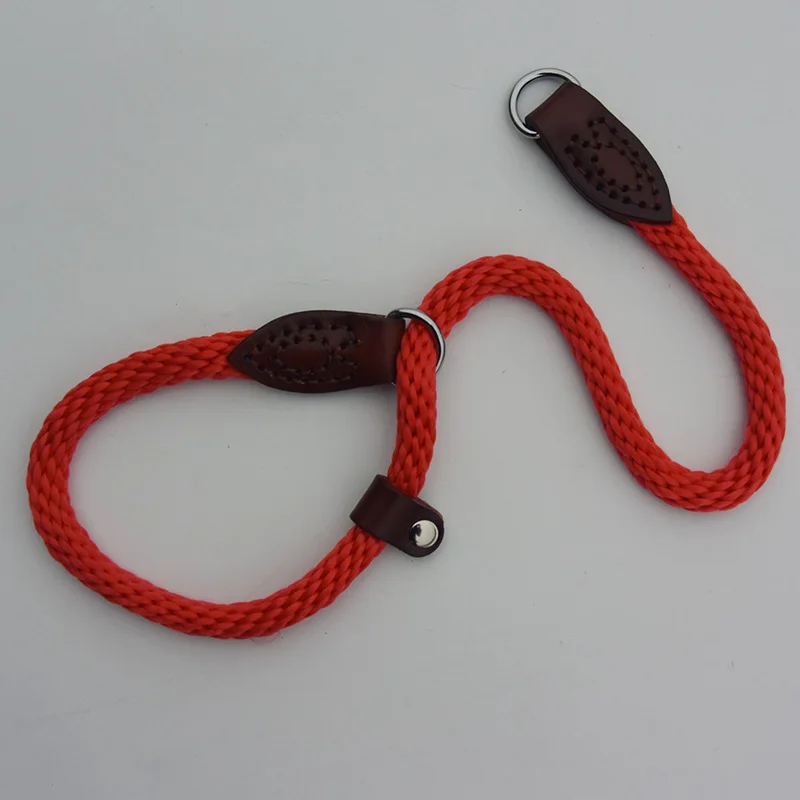 High Quality Leather Nylon Dog Collar Half Choke Chain Dogs Training