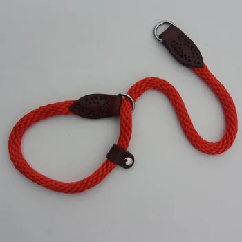 

High Quality Leather Nylon Dog Collar Half Choke Chain Dogs Training Pinch Collars For Medium Large Pet Black Red Brown color