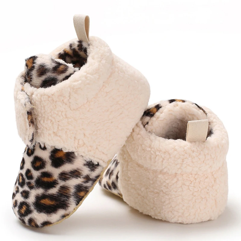 Leopard Детские первые ходунки, милая детская обувь с леопардом для новорожденных девочек, теплая зимняя обувь для мальчика, Детские ботиночки для малышей - Цвет: Leopard