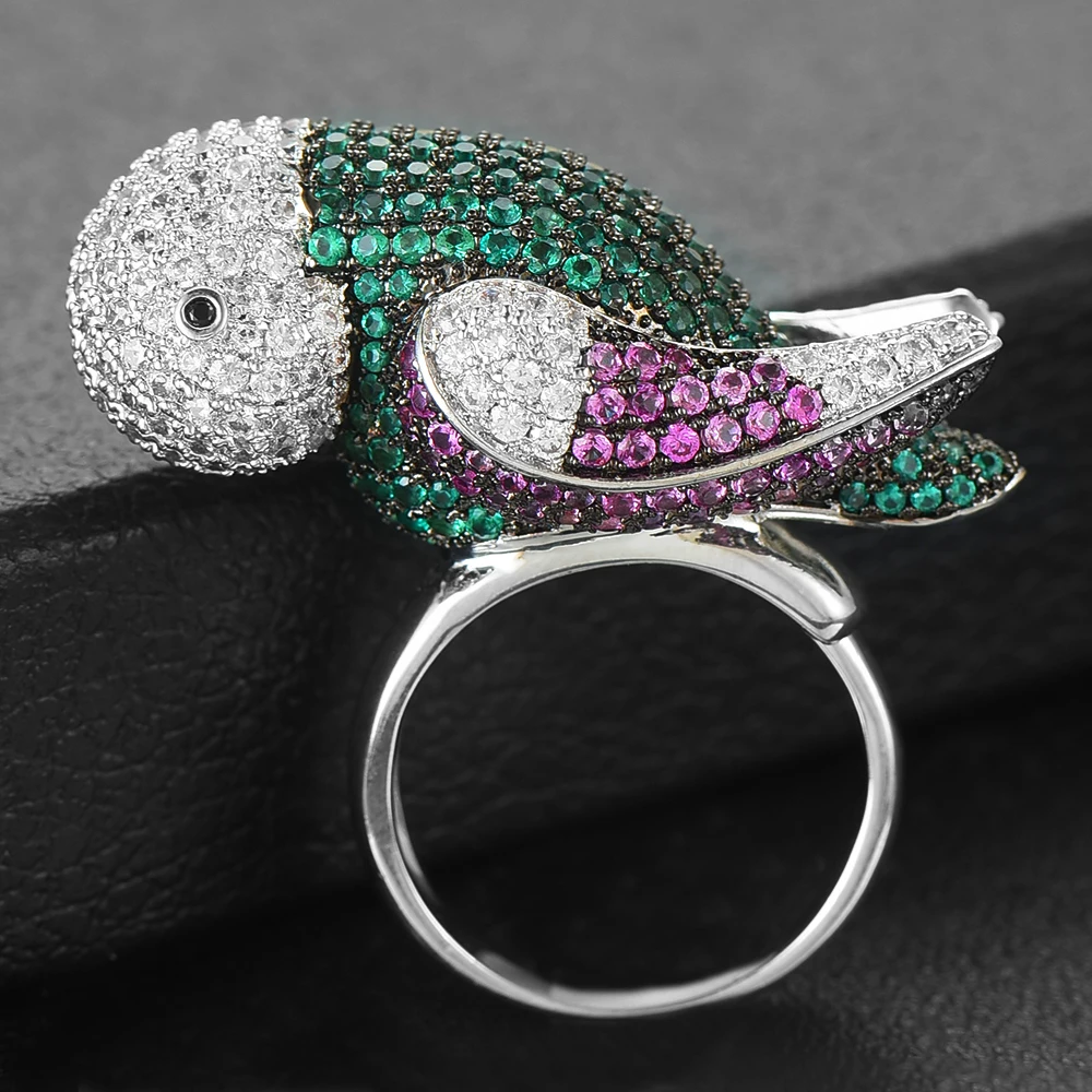 

GODKI Dubai Morocco peace pigeon Bird Ring for Women Full Cubic Zircon Finger Rings Beads Noble Ring Bohemian Beach Jewelry