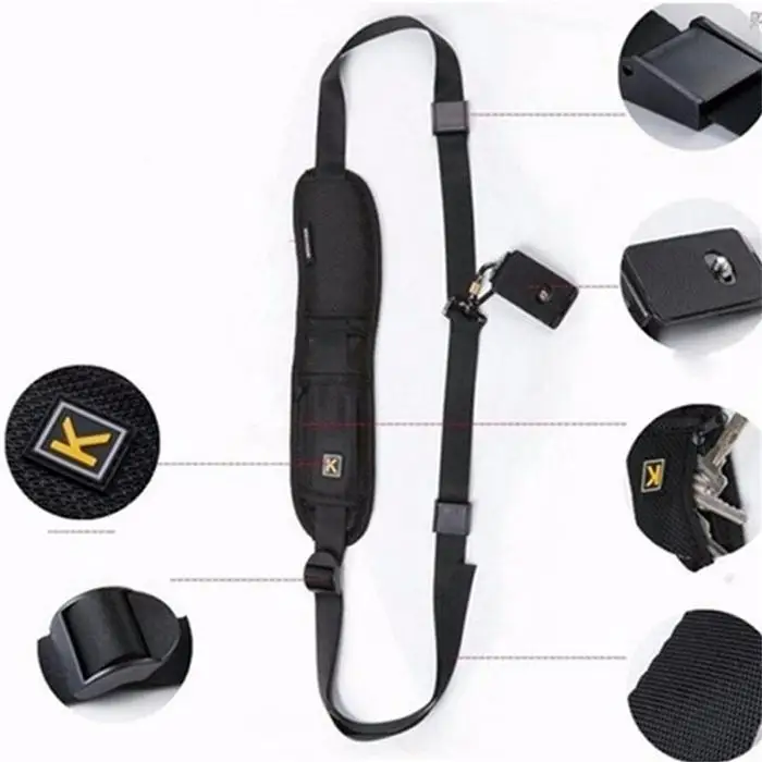Single Shoulder Belt Quick Strap Elasticity Black Sling Comfortable For SLR Cameras