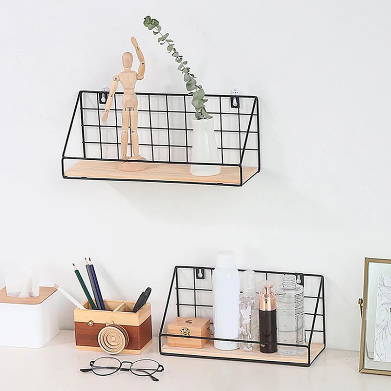  Hanging Rack Iron Frame Sundries Shelf for Wall Holder Display Storage Box Mesh Wire Metal Room Org