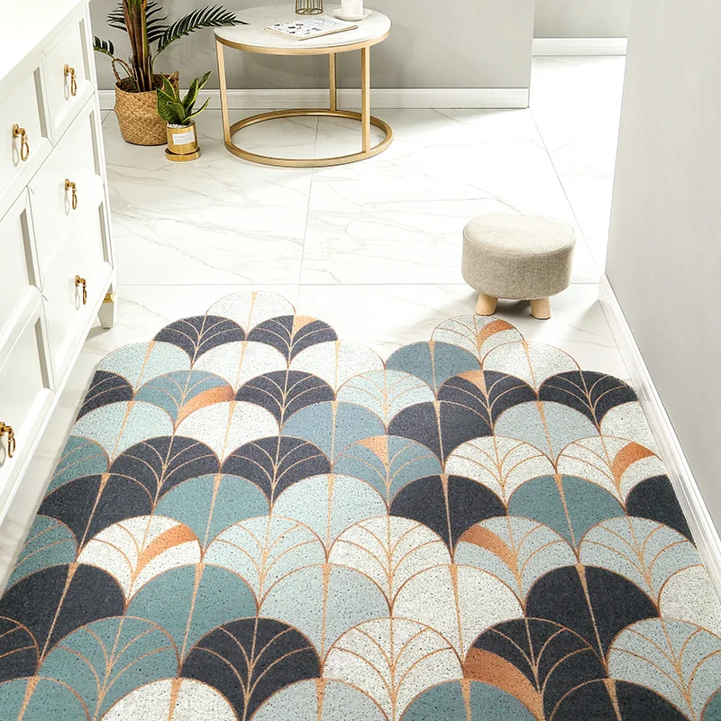 

Personalized Custom Geometry PVC Silk Loop Floor Mat Anti-slip Entry Door Mat DIY Hallway Kitchen Bath Mat Carpet Bedroom Home