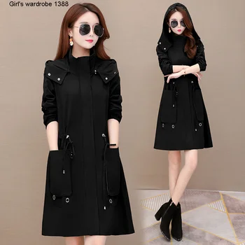 

Windbreaker women's middle and long autumn 2020 new Korean loose casual casual casual lady's coat