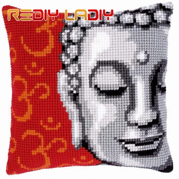 

LADIY Cross Stitch Pillow Cover TARTAN Cushions for Sofas Home Decorative Pillow Case Printed DMC Cross-Stitch Cushion 40x40cm