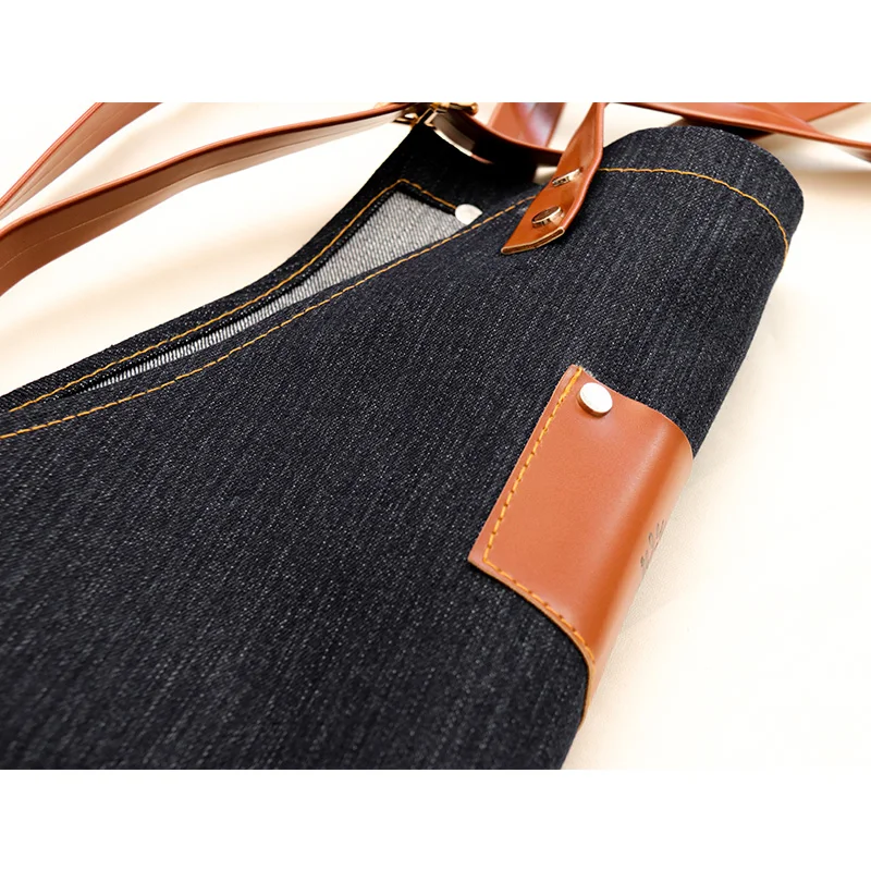 Denim apron custom logo Korean fashion Chinese restaurant with the same work clothes printing barista tea shop men and women