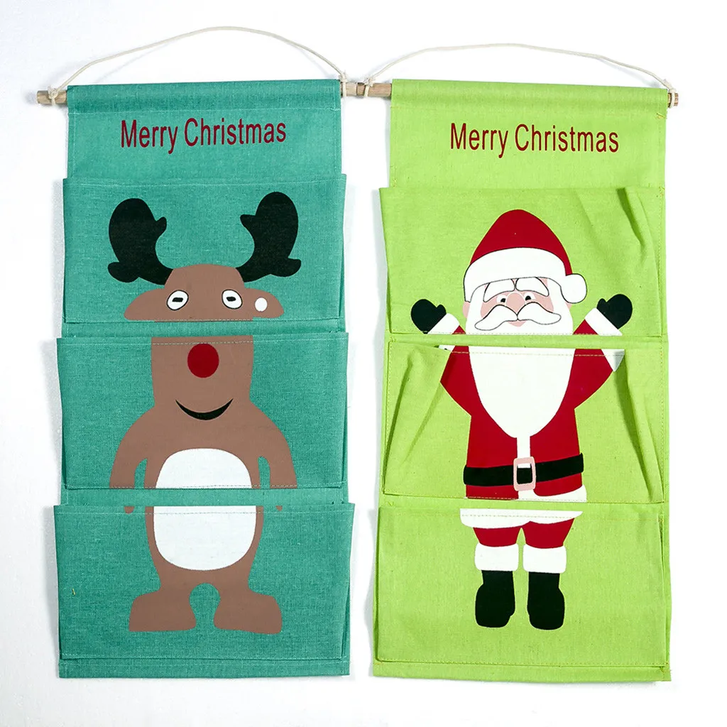 Canvas Hanging Bag Christmas Decoration Storage Door Decoration Storage Bag T3