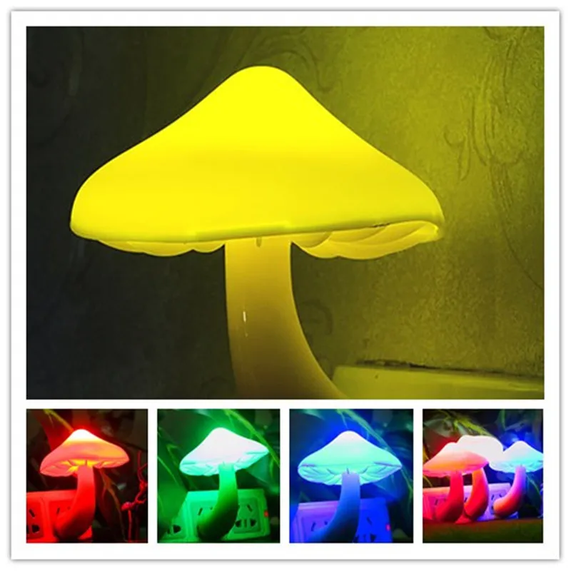 

Led Night Light Mushroom moon Wall Socket Lamp Plug Warm White Light-control Sensor Bedroom Light Home Decoration