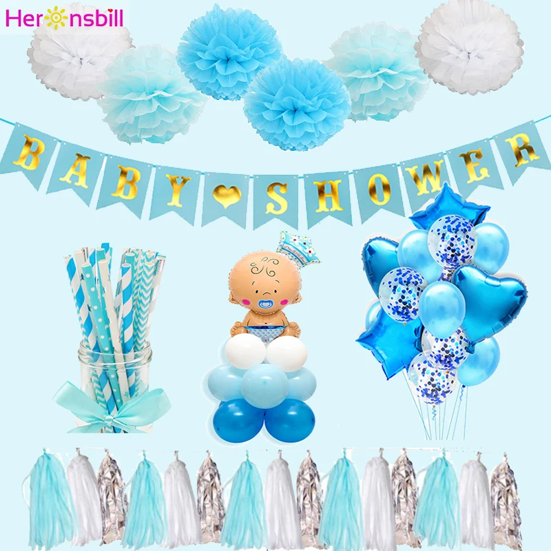 Blue Pink Paper Baby Shower Banner Its a Girl Boy Babyshower Balloon Decorations Party Supplies Gender Reveal Game Birthday
